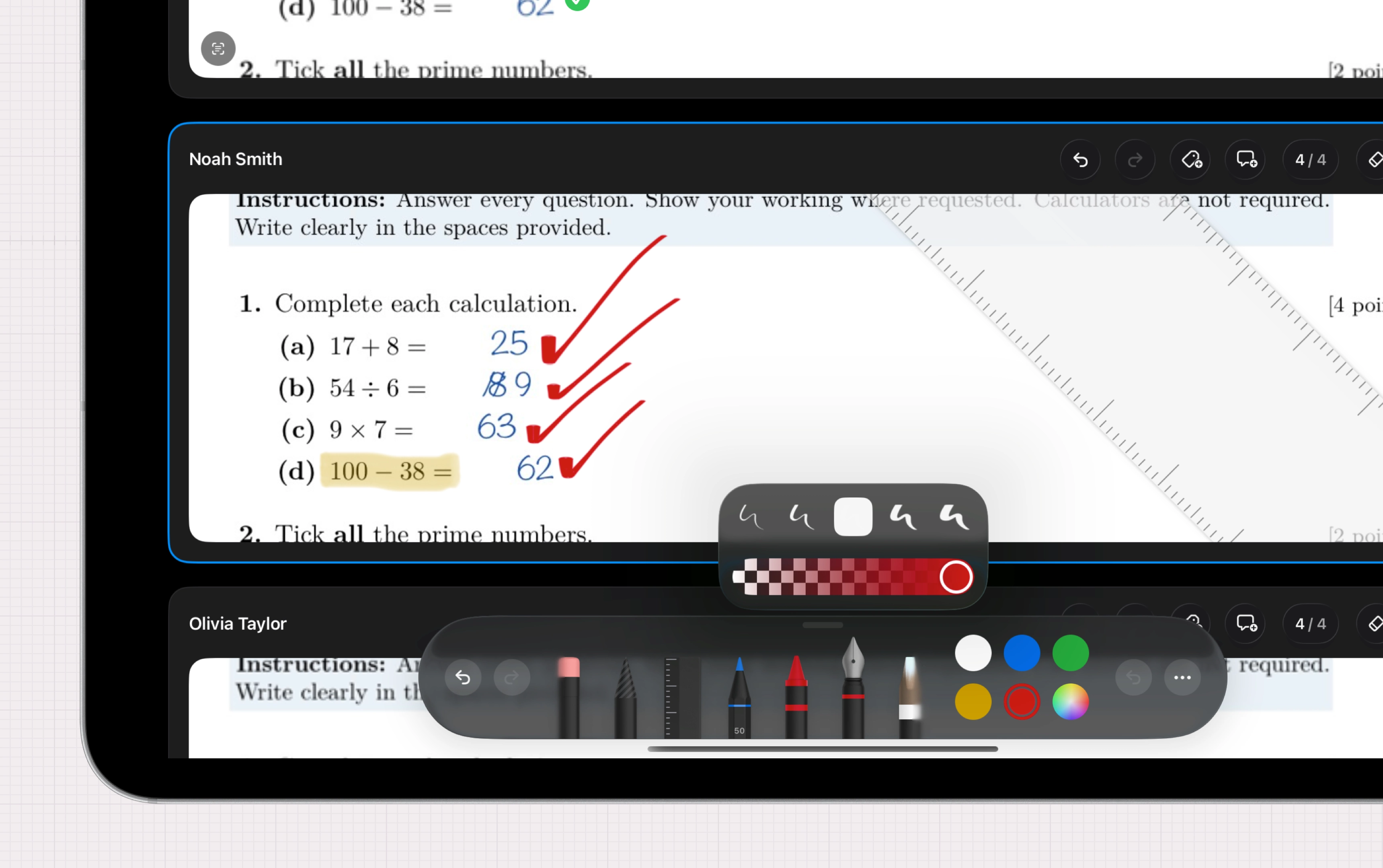 Nib on iPad showing Pencil annotation on a script