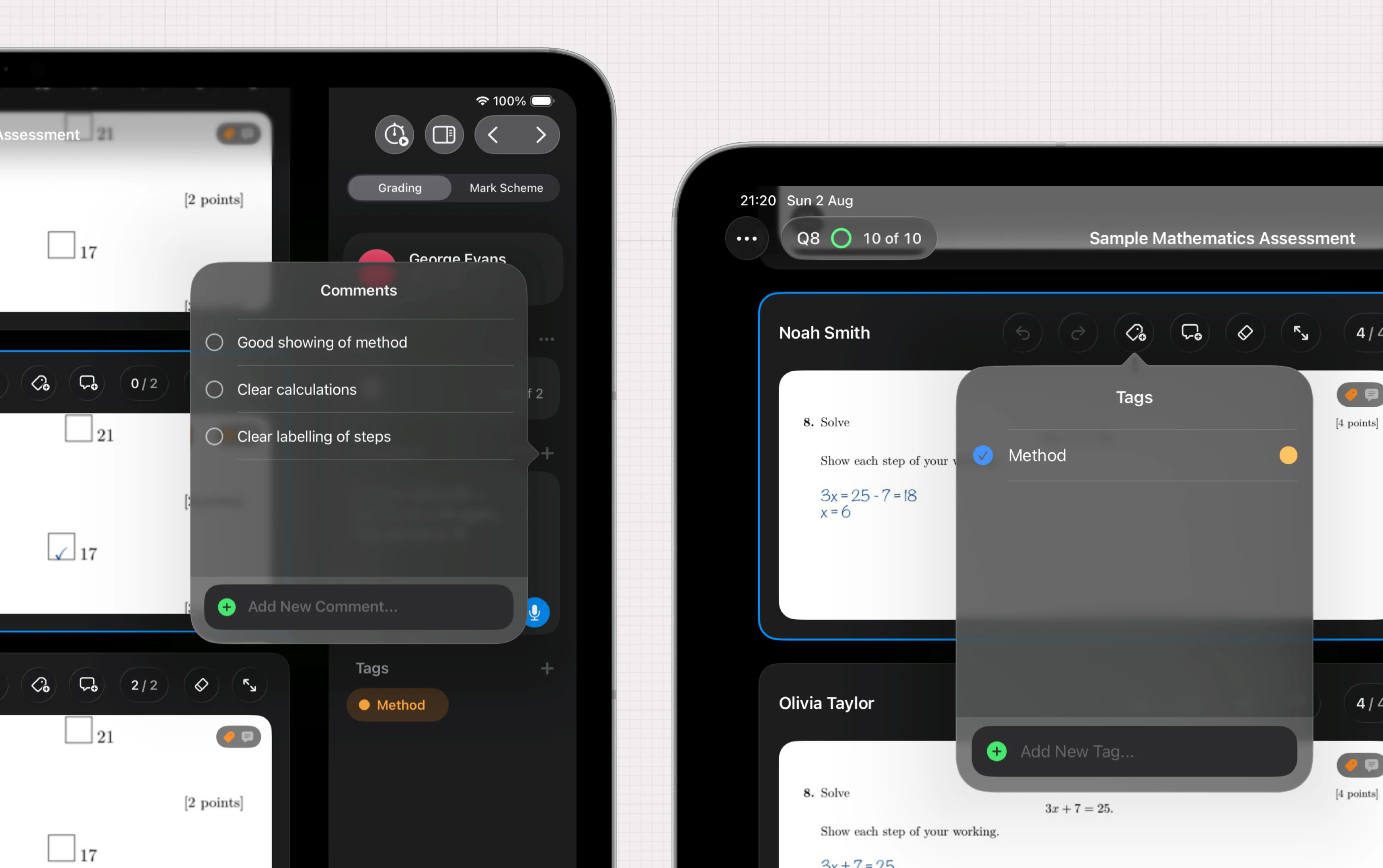 Nib on iPad showing tagging answers and leaving comments
