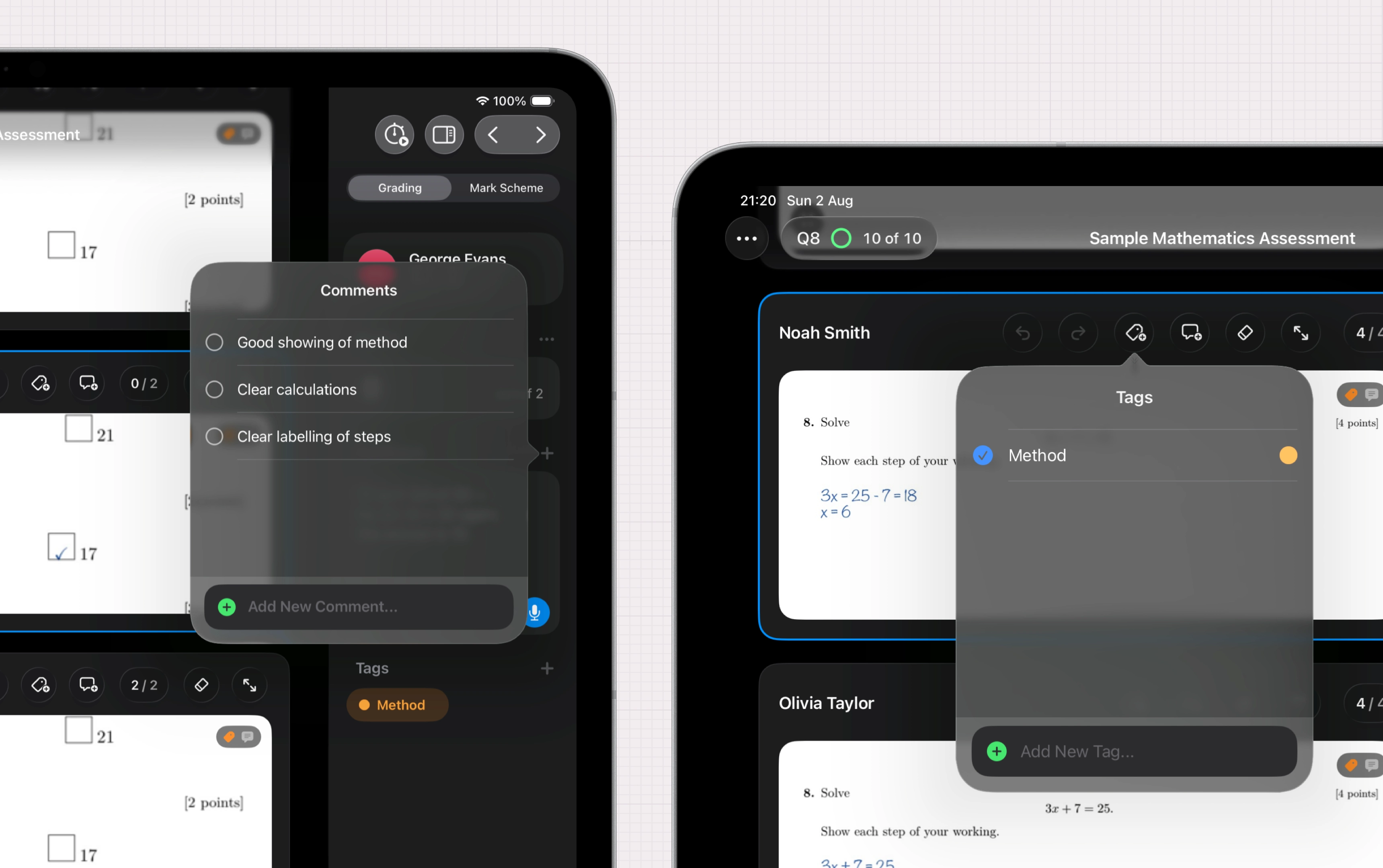 Nib on iPad showing tagging answers and leaving comments